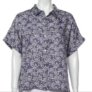 New 100% Linen Cottagecore Small Floral Print Top